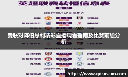曼联对阵伯恩利精彩直播观看指南及比赛前瞻分析